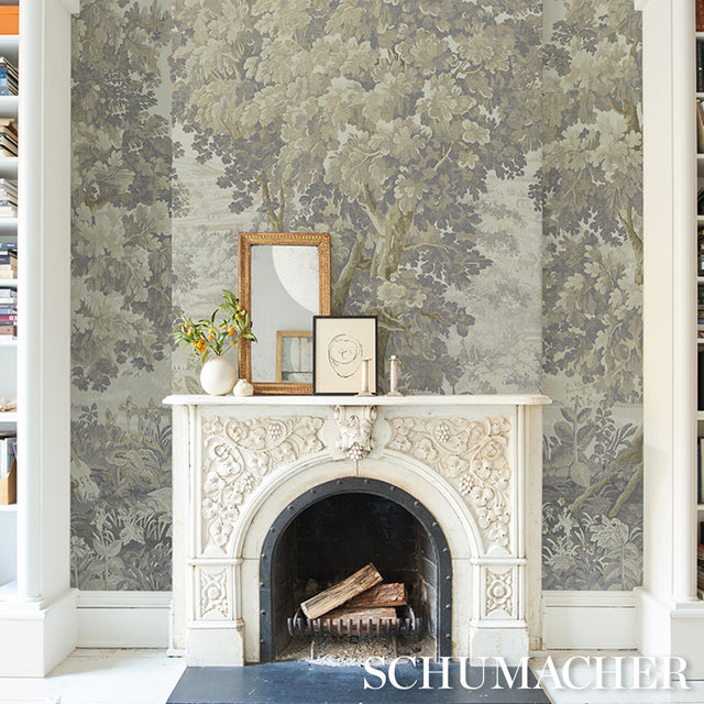 La Forêt 3 Panel Set Scenic Wallpaper in Oyster Forest by Johnson Hartig – Schumacher 5016823