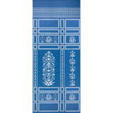 Palladio Mughal Two Panel Set wallpaper in blue by Marie-Anne Oudejans for Schumacher, featuring Mughal-inspired floral and architectural motifs.