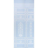Palladio Mughal Two Panel Set wallpaper in sky blue by Marie-Anne Oudejans for Schumacher, featuring Mughal-inspired floral and architectural motifs.