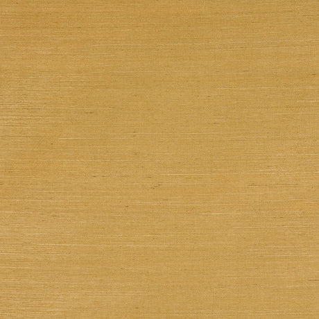 Haruki Sisal in Tanlines by Schumacher - natural sisal textured wallcovering in a warm tan colorway, shown as a close-up and as a rolled wallpaper.