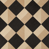 Backdrop Maestro wallpaper in Dark Arts, a textural diamond pattern with parquet-inspired geometric design in natural sisal tones.