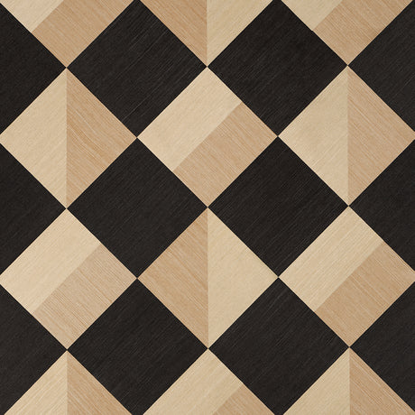 Backdrop Maestro wallpaper in Dark Arts, a textural diamond pattern with parquet-inspired geometric design in natural sisal tones.