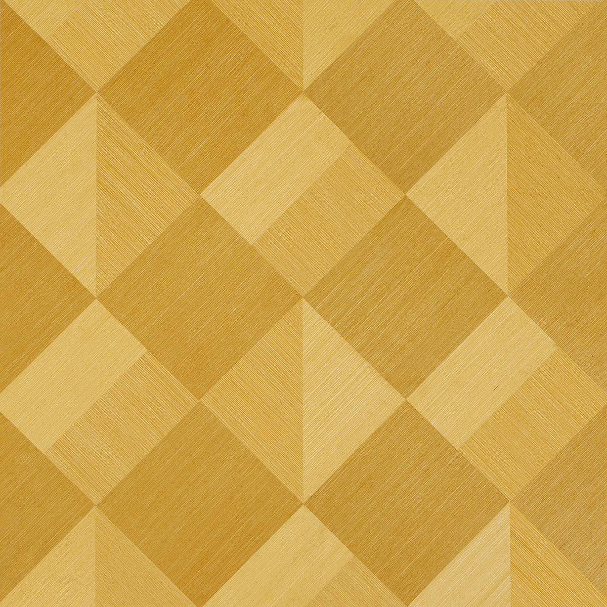 Maestro Tanlines by Backdrop geometric diamond parquet pattern wallpaper in tan and gold tones