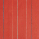 Draper Stripe wallpaper in Bada Bing! by Schumacher, featuring vertical multicolor pinstripes on a textured red background.