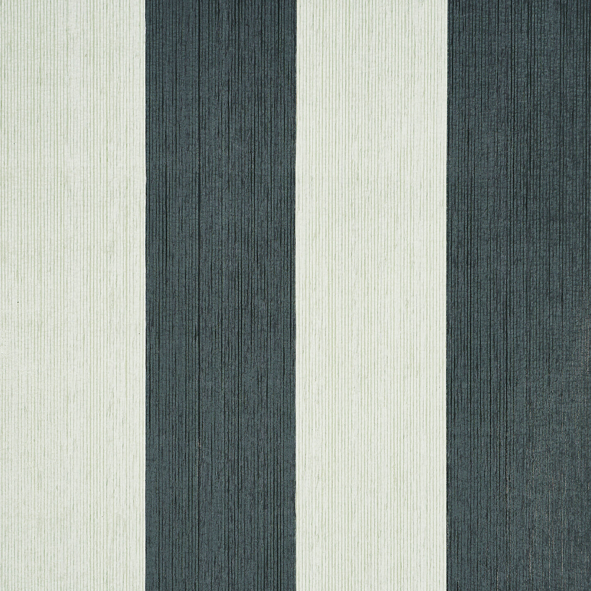 Backdrop Painter's Stripe wallpaper in Rococo by Schumacher, featuring wide hand-pieced mosaic stripes with ribbed texture and subtle sheen.