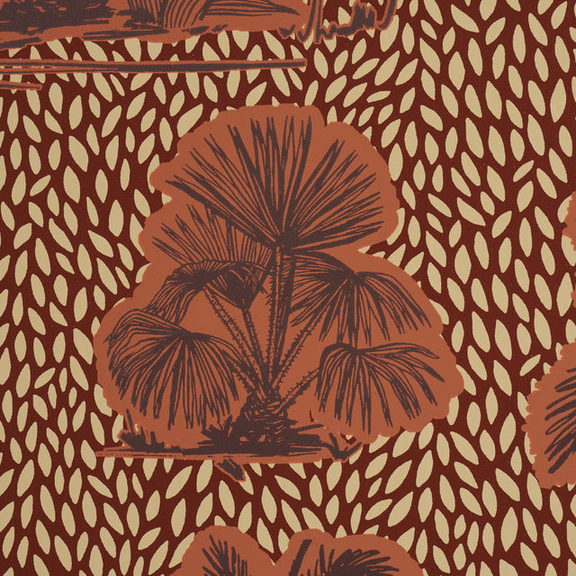 Tropical Safari Print Sunset in Los Llanos by Johanna Ortiz Scenic Wallpaper – Schumacher 5016921