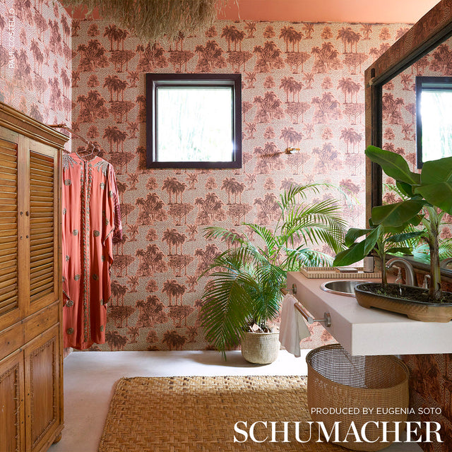 Tropical Safari Print Sunset in Los Llanos by Johanna Ortiz Scenic Wallpaper – Schumacher 5016921