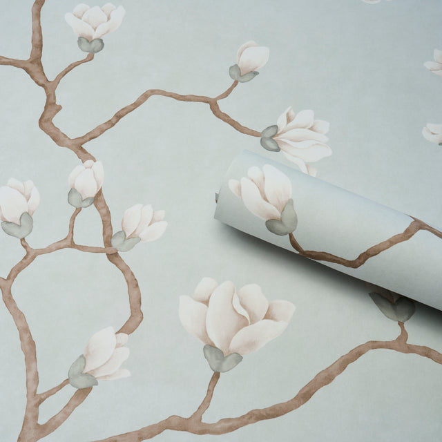 Magnolia Tree Dusty Sky by Schumacher Large-Scale Floral Wallpaper – Schumacher 5016930