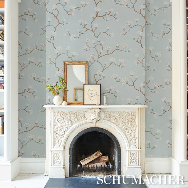 Magnolia Tree Dusty Sky by Schumacher Large-Scale Floral Wallpaper – Schumacher 5016930