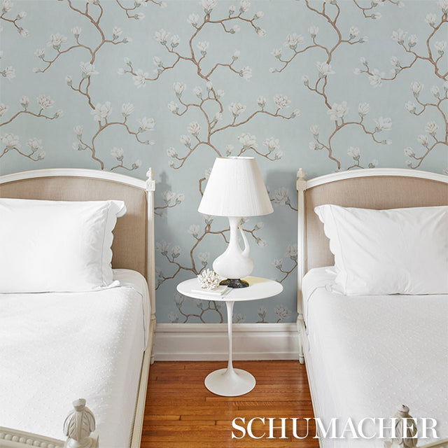Magnolia Tree Dusty Sky by Schumacher Large-Scale Floral Wallpaper – Schumacher 5016930
