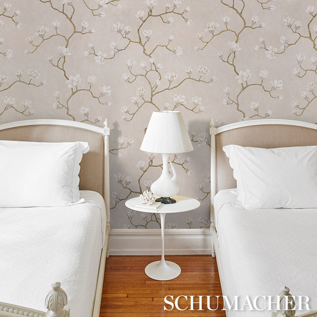 Magnolia Tree Grisaille by Schumacher Large-Scale Climbing Floral Wallpaper – Schumacher 5016931