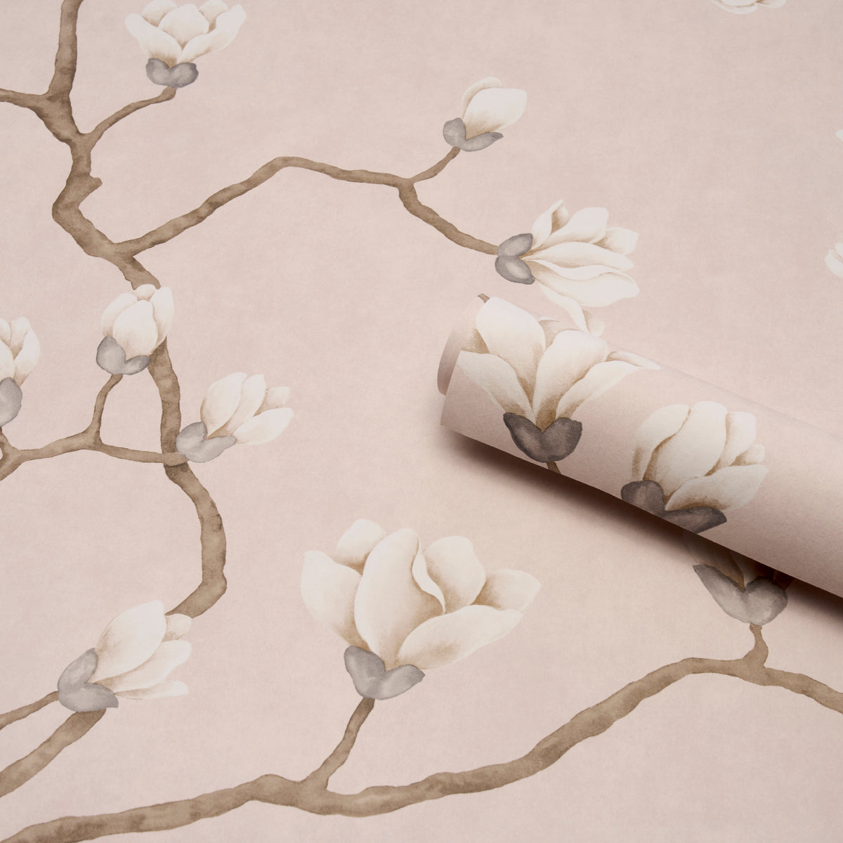 Magnolia Tree Dusty Blush by Schumacher Botanical Garden Wallpaper – Schumacher 5016933