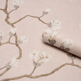 Magnolia Tree Dusty Blush by Schumacher Botanical Garden Wallpaper – Schumacher 5016933
