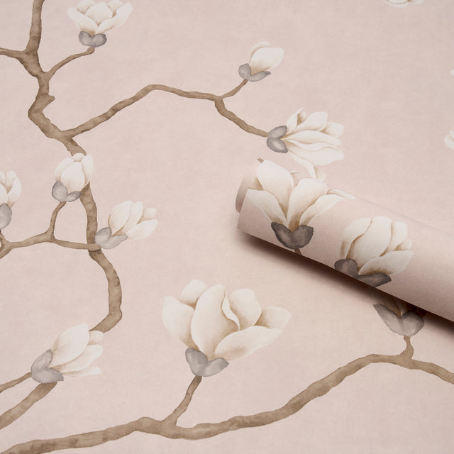 Magnolia Tree Dusty Blush by Schumacher Botanical Garden Wallpaper – Schumacher 5016933