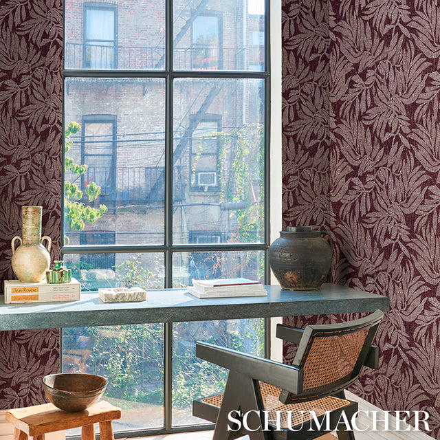 Tayrona Palm Mosaic Sisal Coconut Latte by Johanna Ortiz Botanical Wallpaper – Schumacher 5016952