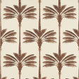 A Palm Is A Palm Sisal wallpaper in Chocolate Meets Tobacco by Johanna Ortiz for Schumacher, featuring stylized palm trees on a textured sisal background.
