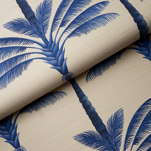 A Palm Is A Palm Sisal Indigo Palm Grove by Johanna Ortiz Tropical Wallpaper – Schumacher 5016962