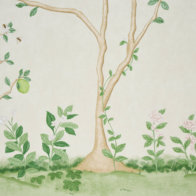 Citrus Blossom 2 Panel Set Cream Botanical Garden Wallpaper – Schumacher 5017160