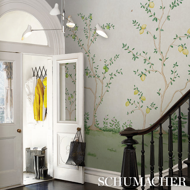 Citrus Blossom 2 Panel Set Cream Botanical Garden Wallpaper – Schumacher 5017160