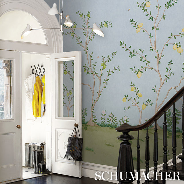 Citrus Blossom 2 Panel Set Sky by Schumacher Botanical Garden Wallpaper – Schumacher 5017162