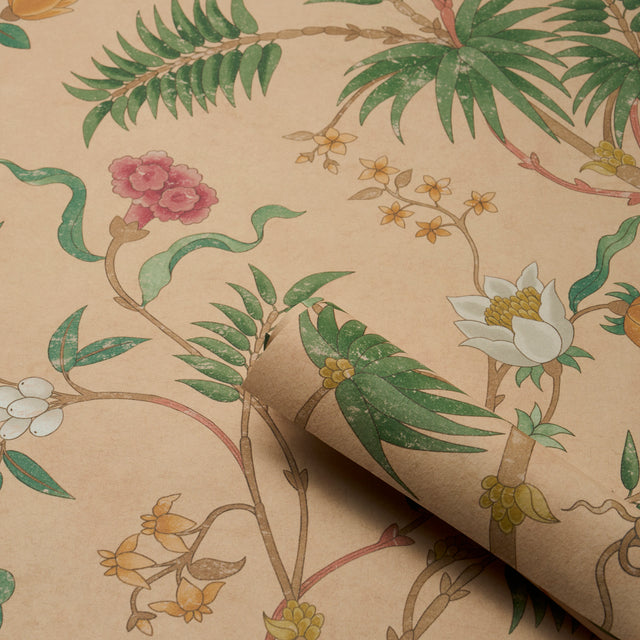 Arasi Botanical Coral by Schumacher Botanical Garden Wallpaper – Schumacher 5017170