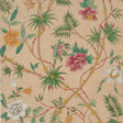 Arasi Botanical wallpaper in coral by Schumacher, featuring large-scale leafy botanicals and exotic spiked flowers on a neutral background.