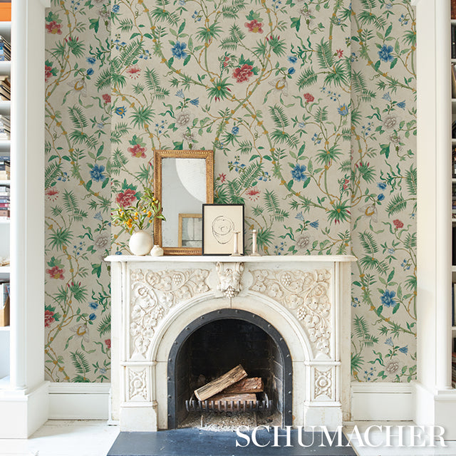 Arasi Botanical Parchment by Schumacher Botanical Garden Wallpaper – Schumacher 5017171