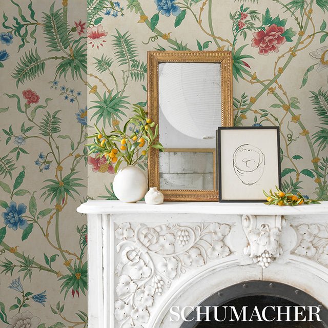 Arasi Botanical Parchment by Schumacher Botanical Garden Wallpaper – Schumacher 5017171