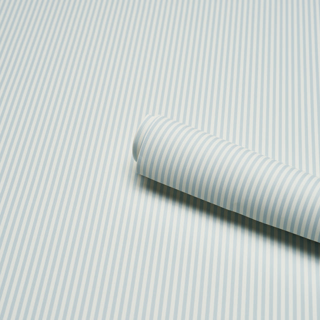 Emma Stripe Narrow Sky by Schumacher Classic Blue & White Stripe Wallpaper – Schumacher 5017190