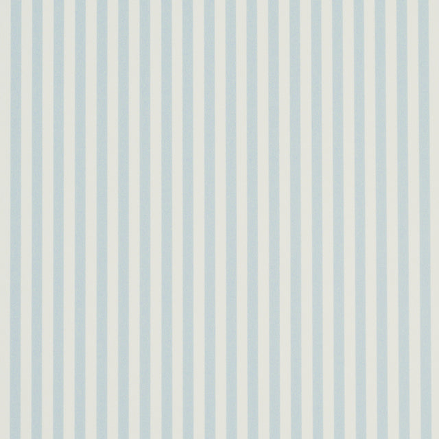 Emma Stripe Narrow wallpaper in Sky blue and white, classic vertical stripe pattern by Schumacher