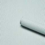Emma Stripe Narrow Chambray by Schumacher Classic Blue and White Stripe Wallpaper – Schumacher 5017191