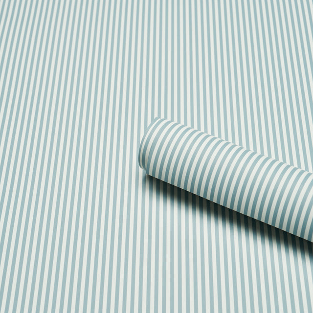 Emma Stripe Narrow Chambray by Schumacher Classic Blue and White Stripe Wallpaper – Schumacher 5017191