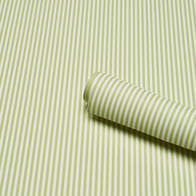 Emma Stripe Narrow Leaf by Schumacher Classic Green Stripe Wallpaper – Schumacher 5017193