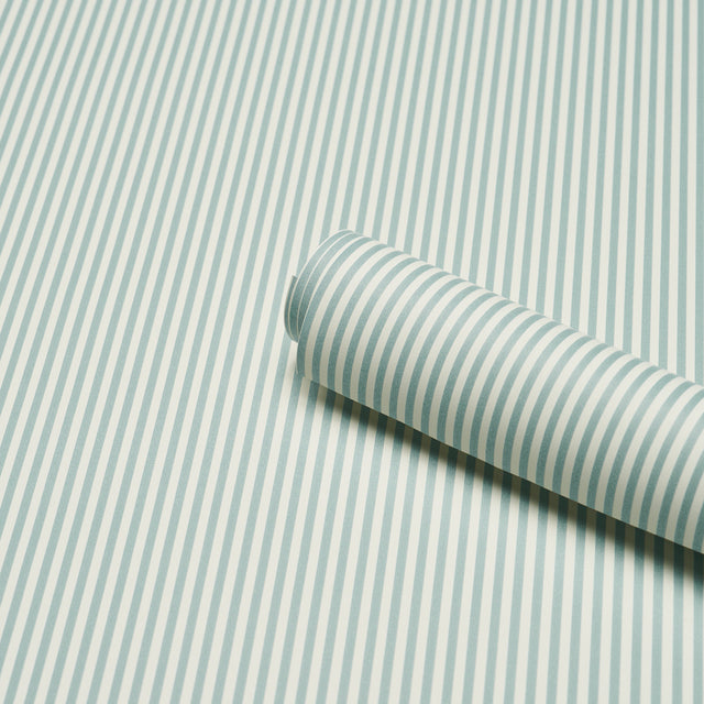 Emma Stripe Narrow Aqua by Schumacher Classic Stripe Wallpaper – Schumacher 5017194