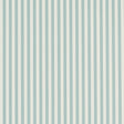 Emma Stripe Narrow wallpaper in Aqua by Schumacher, featuring narrow vertical aqua stripes on a white background, shown in a bathroom setting.