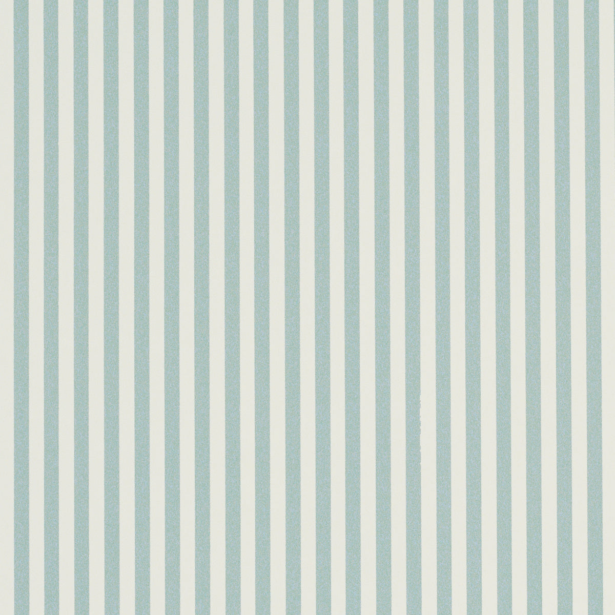 Emma Stripe Narrow wallpaper in Aqua by Schumacher, featuring narrow vertical aqua stripes on a white background, shown in a bathroom setting.