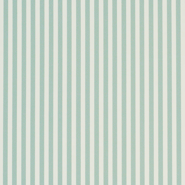Emma Stripe Narrow wallpaper in teal by Schumacher, featuring crisp, narrow vertical stripes for a timeless and fresh look.