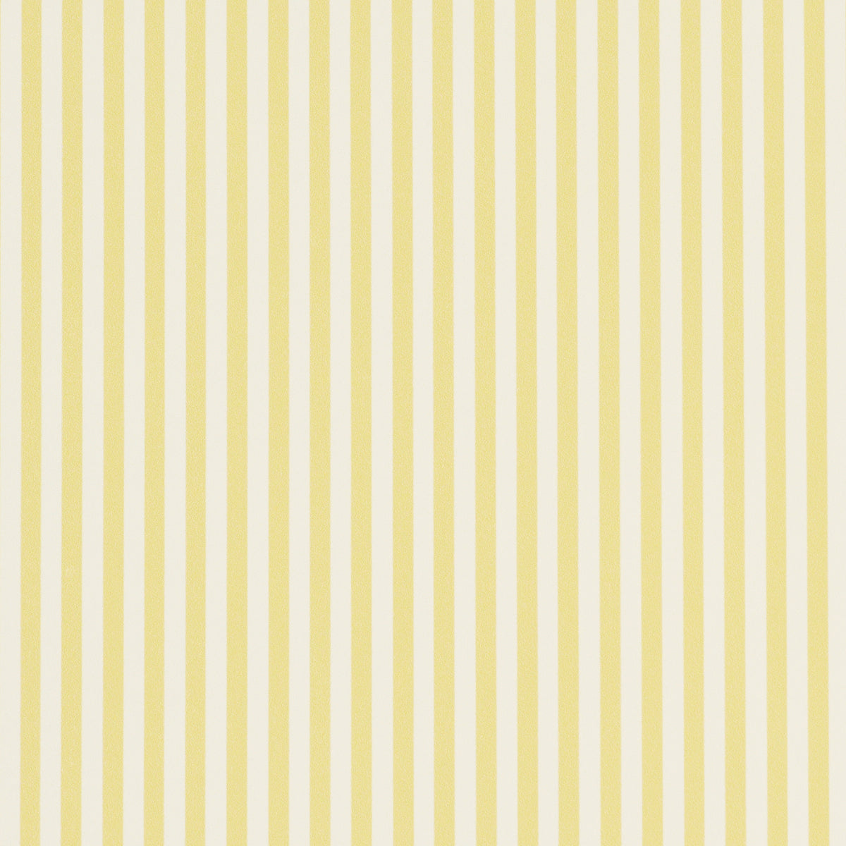 Emma Stripe Narrow yellow and white striped wallpaper by Schumacher shown in detail and installed in a bathroom setting.