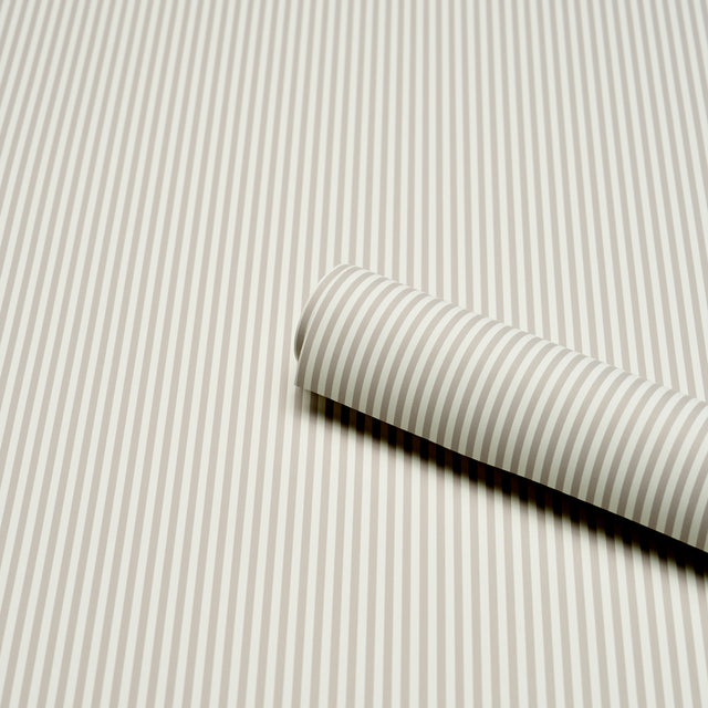 Emma Stripe Narrow Stone by Schumacher Classic Stripe Wallpaper – Schumacher 5017198