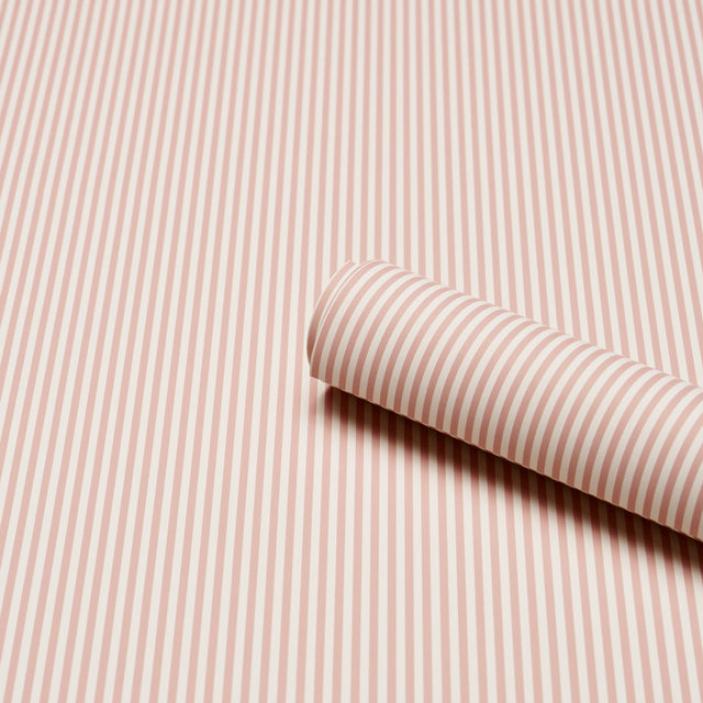 Emma Stripe Narrow Rose by Schumacher Classic Stripe Wallpaper – Schumacher 5017200