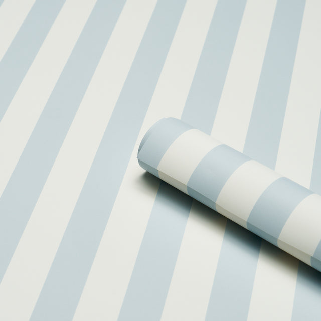 Emma Stripe Sky by Schumacher Classic Blue and White Stripe Wallpaper – Schumacher 5017210
