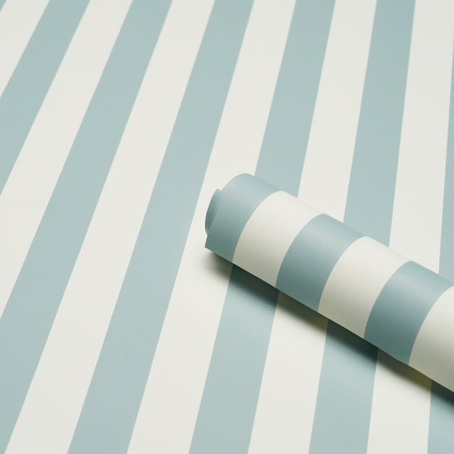 Emma Stripe Chambray by Schumacher Classic Blue and White Striped Wallpaper – Schumacher 5017211