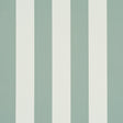 Emma Stripe wallpaper in teal and white vertical stripes by Schumacher, styled in a classic bathroom setting.