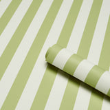 Emma Stripe Leaf by Schumacher Classic Green and White Stripe Wallpaper – Schumacher 5017215