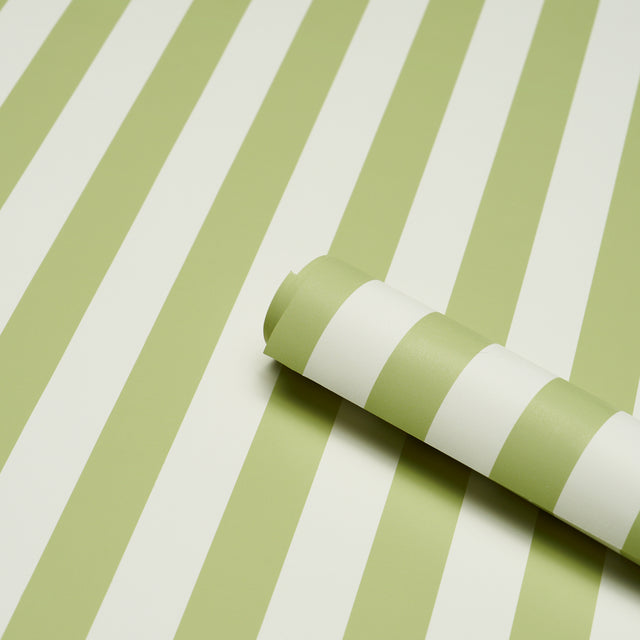 Emma Stripe Leaf by Schumacher Classic Green and White Stripe Wallpaper – Schumacher 5017215
