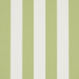 Emma Stripe wallpaper in Leaf by Schumacher, featuring crisp green and white vertical stripes, shown in a styled bathroom interior.