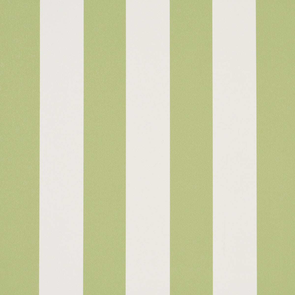 Emma Stripe wallpaper in Leaf by Schumacher, featuring crisp green and white vertical stripes, shown in a styled bathroom interior.