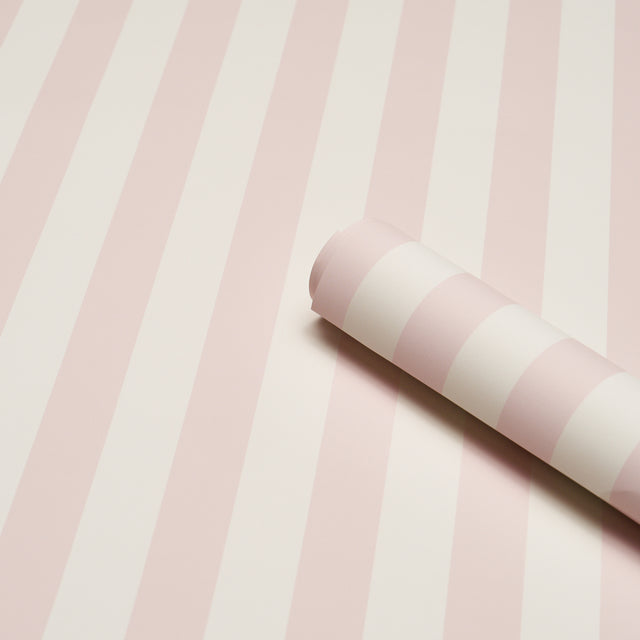Emma Stripe Petal by Schumacher Classic Pink & White Stripe Wallpaper – Schumacher 5017218