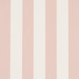 Emma Stripe blush and white vertical stripe wallpaper in a bathroom setting by Schumacher