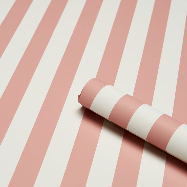 Emma Stripe Coral by Schumacher Classic Striped Wallpaper – Schumacher 5017220